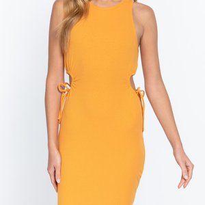 Women's Dresses, Sleeveless Round Neck Side Cut Out Detail Mini Dress